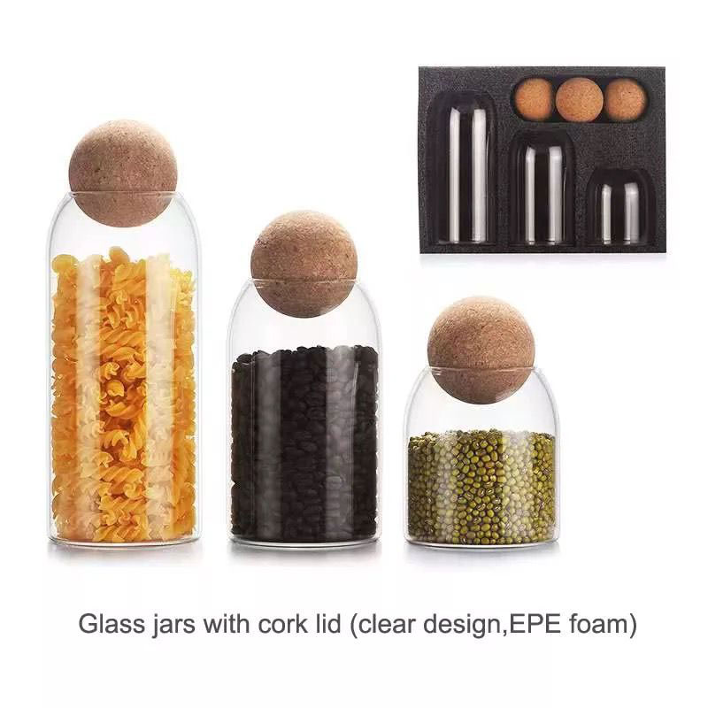 CROCKERI Glass Jars With Cork Lid (Pack Of 3), Unique Mason Jar, Storage  Jars For Kitchen, Daily Use, Crystal Clear Glass Jar.