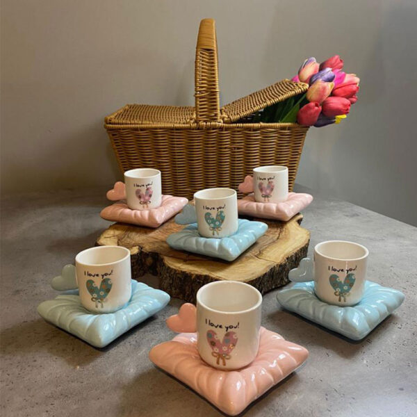 Porcelain Coffee Cups with Saucers